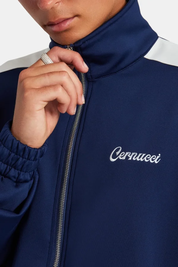 Contrast Panel Track Jacket - Navy