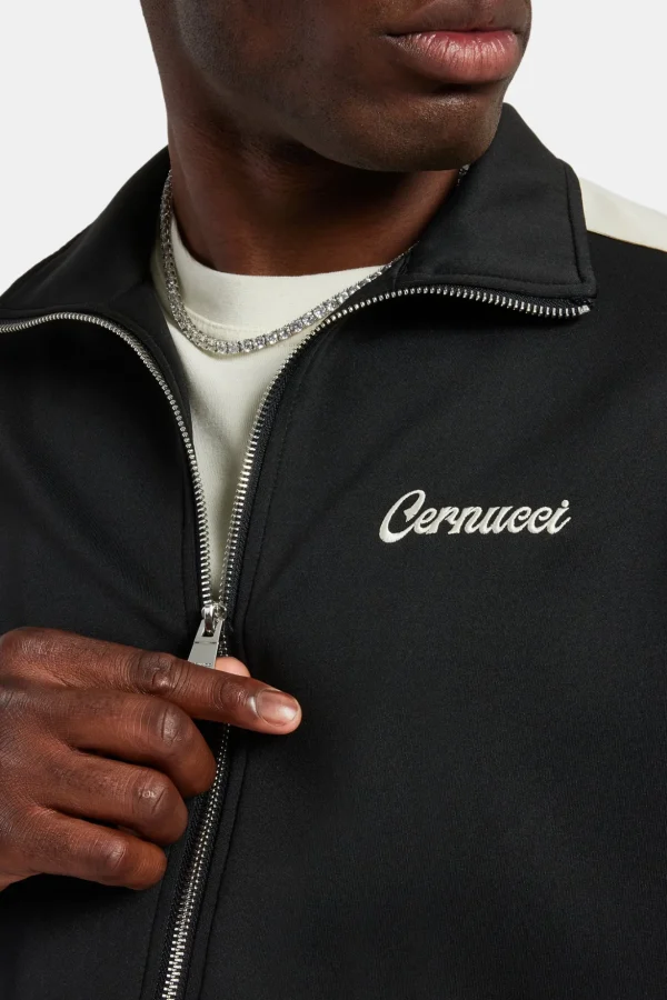 Contrast Panel Track Jacket - Black