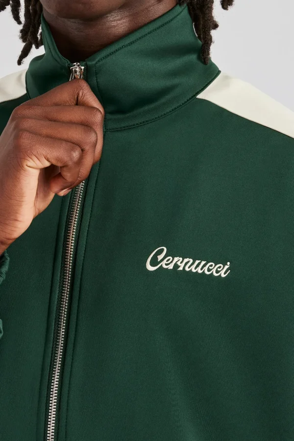 Contrast Panel Track Jacket - Forest Green