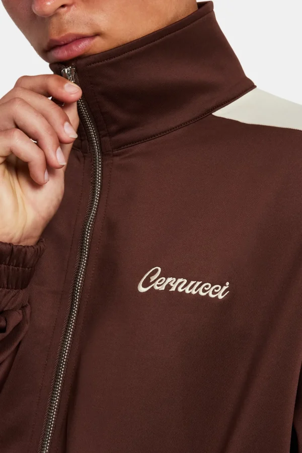 Contrast Panel Track Jacket - Chocolate