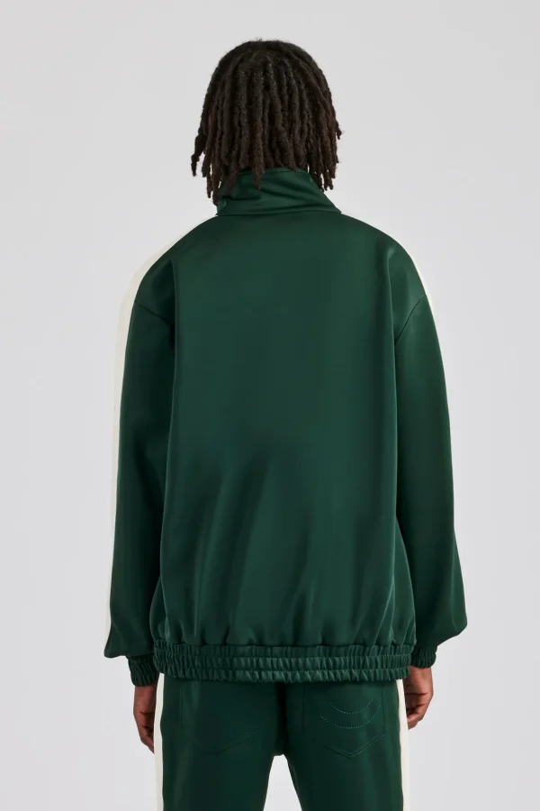 Contrast Panel Track Jacket - Forest Green