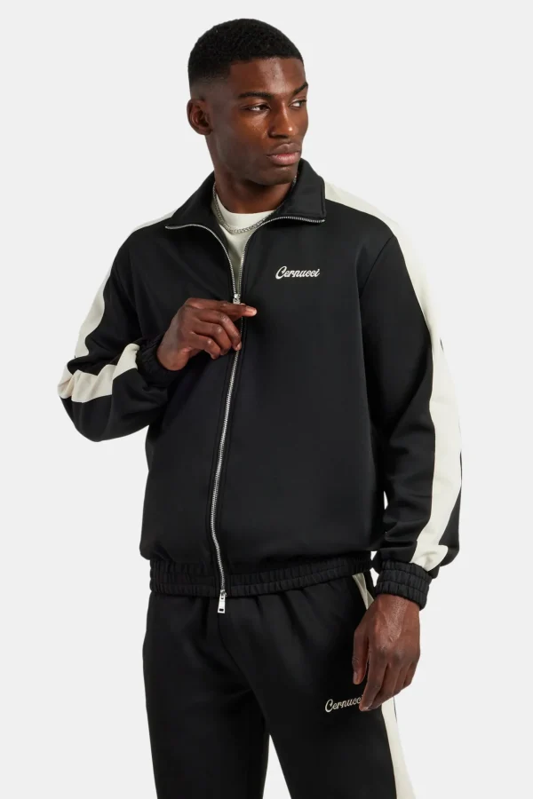 Contrast Panel Track Jacket - Black