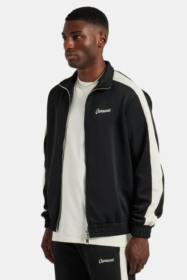 Contrast Panel Track Jacket - Black