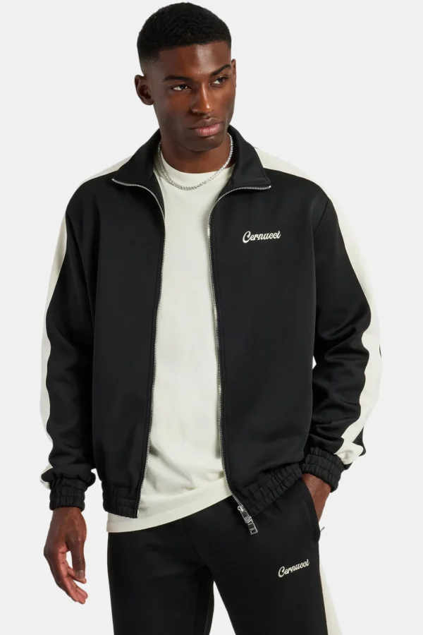 Contrast Panel Track Jacket - Black