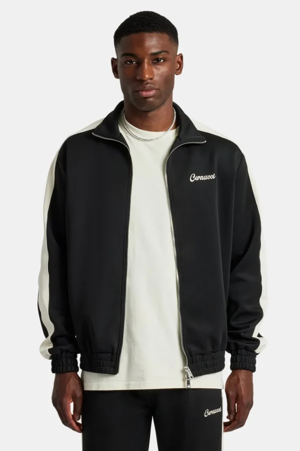 Contrast Panel Track Jacket - Black