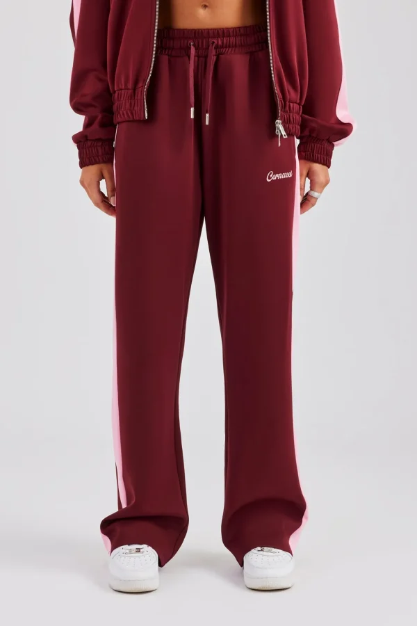 Contrast Panel Track Pant - Burgundy