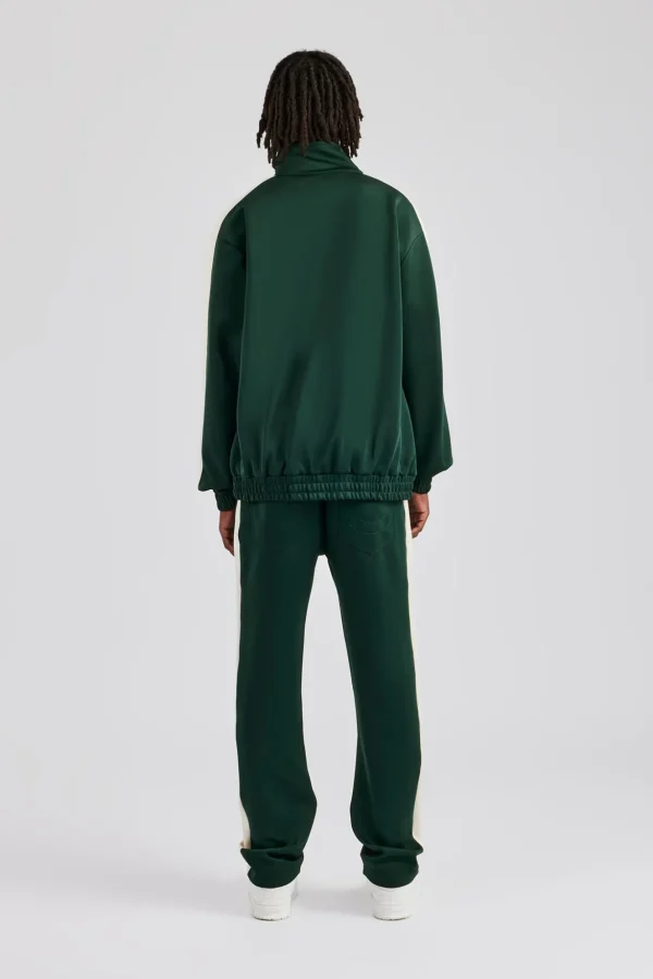 Contrast Panel Tracksuit - Forest Green