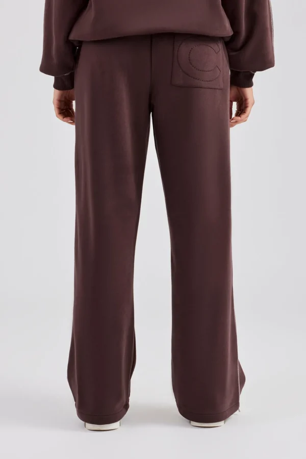 Contrast Stitch Pearl Jogger - Chocolate