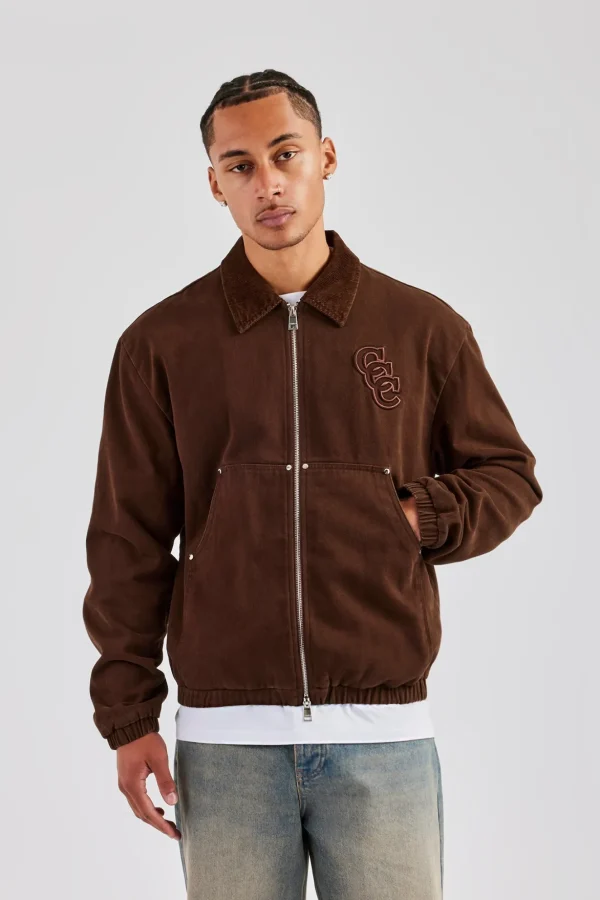 Cord Collar Carpenter Twill Harrington - Chocolate