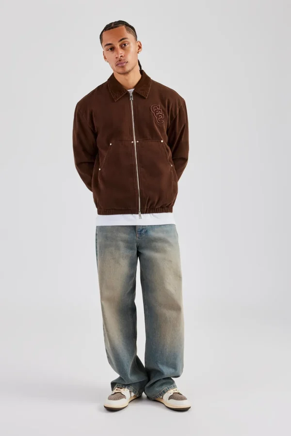 Cord Collar Carpenter Twill Harrington - Chocolate