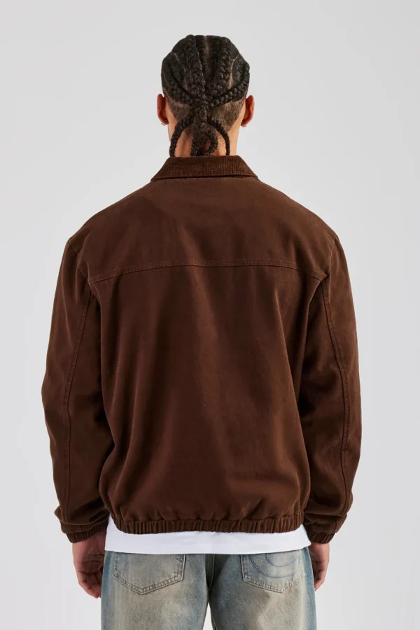 Cord Collar Carpenter Twill Harrington - Chocolate