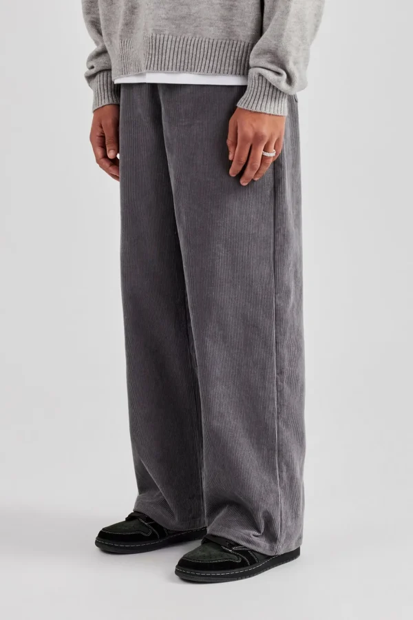 Cord Straight Leg Trouser - Grey