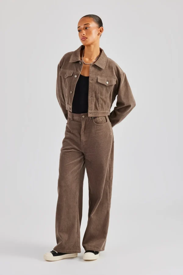 Cord Wide Leg Trouser - Taupe