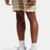 Crochet Knitted Embroidered Short - Beige