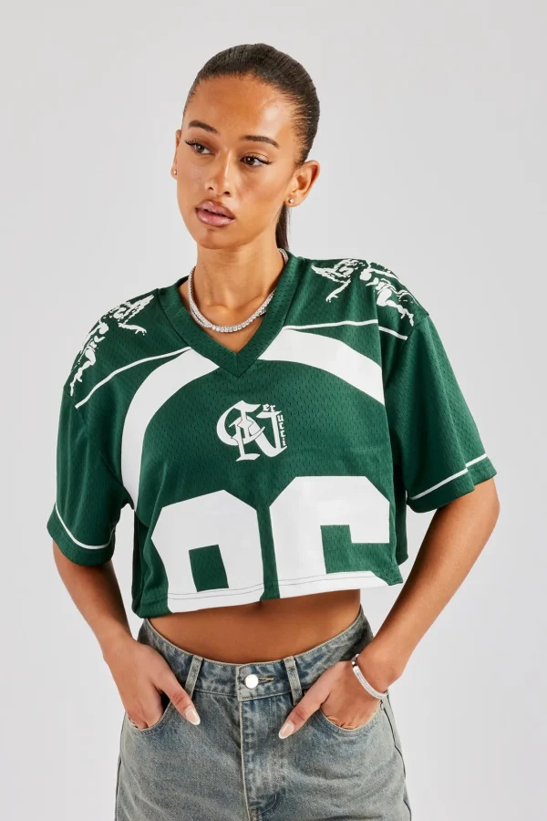 86 Cropped Mesh Top - Forest Green