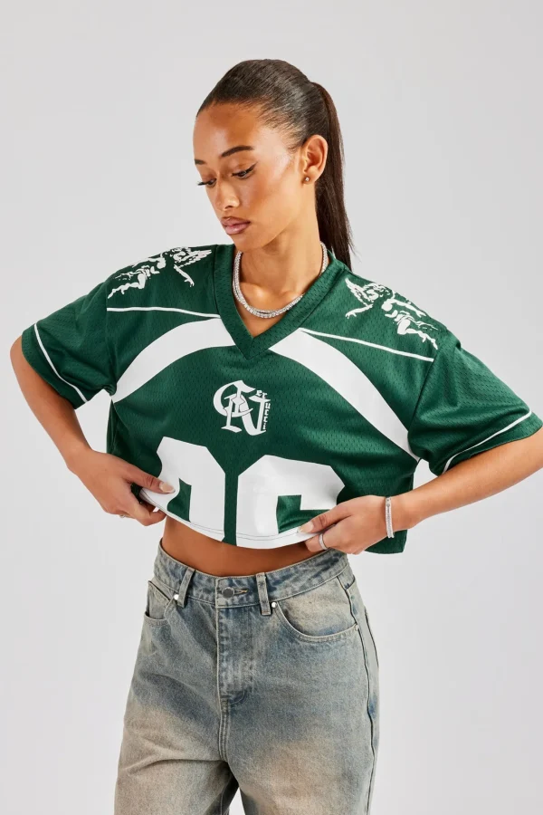 86 Cropped Mesh Top - Forest Green