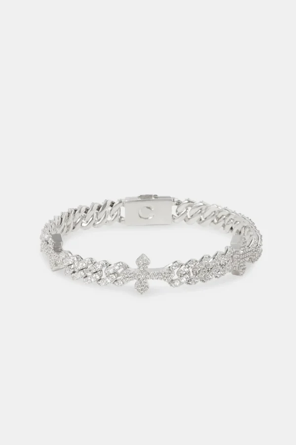 Cross Iced Cuban Bracelet - 8mm