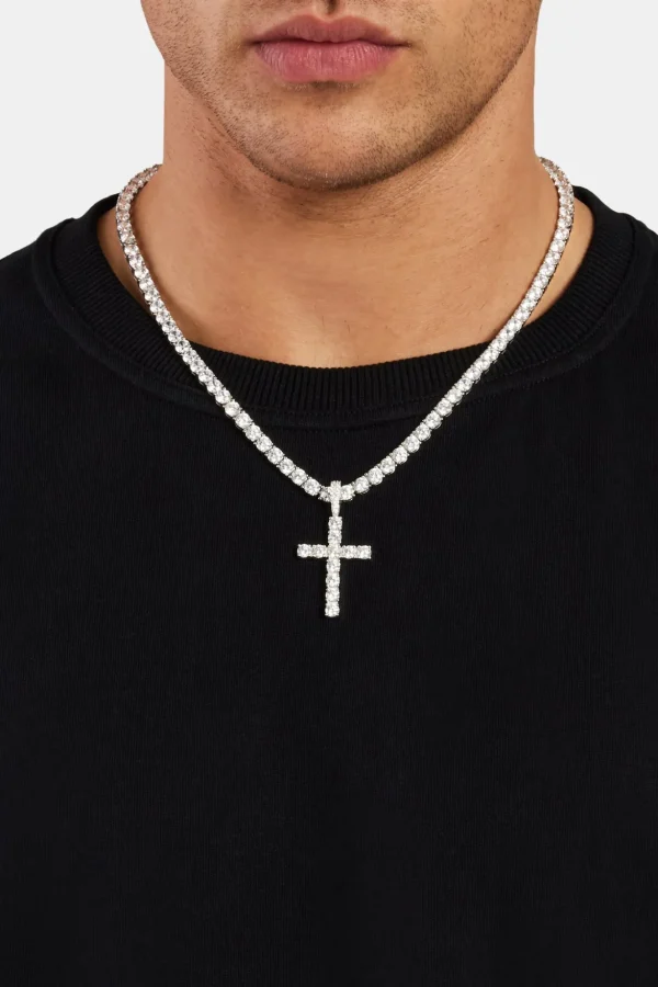 925 Cross Pendant - White