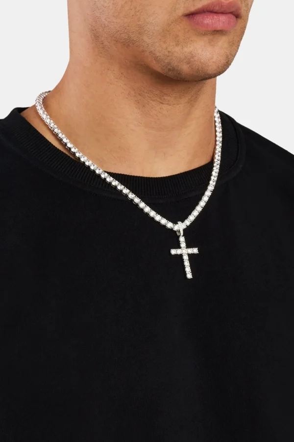 925 Cross Pendant - White