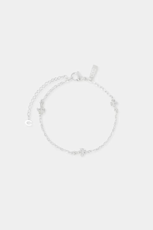 Cross Thin Link Anklet - 2.5mm - White