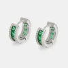 Dark Green Baguette Huggie Earrings