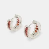 Dark Red Baguette Huggie Earrings - 4mm