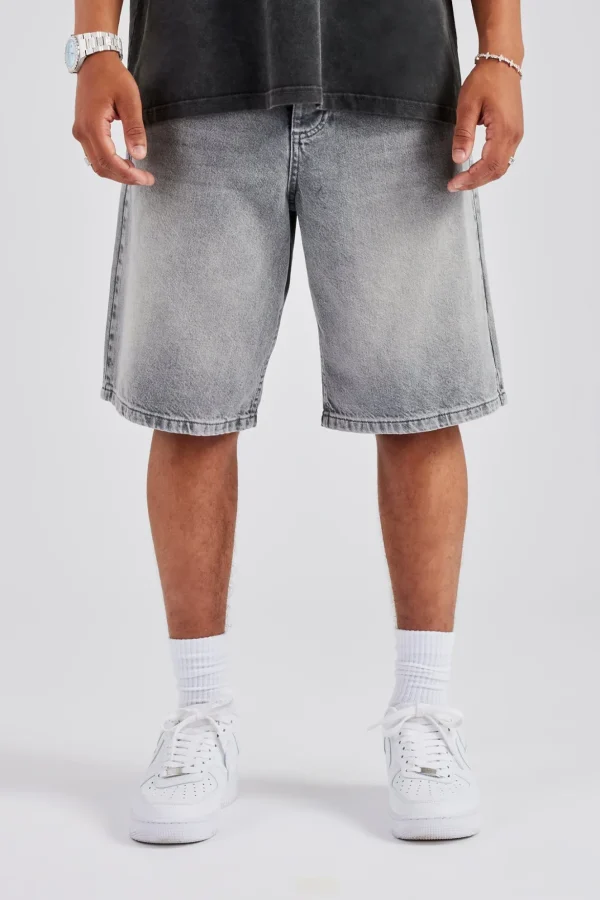 Denim Bermuda Jorts - Washed Grey