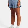 Denim Short With Turn Down Waistband - Iced Blue