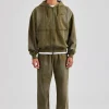 Distressed Zip Through Hoodie & Straight Leg Jogger - Washed Green