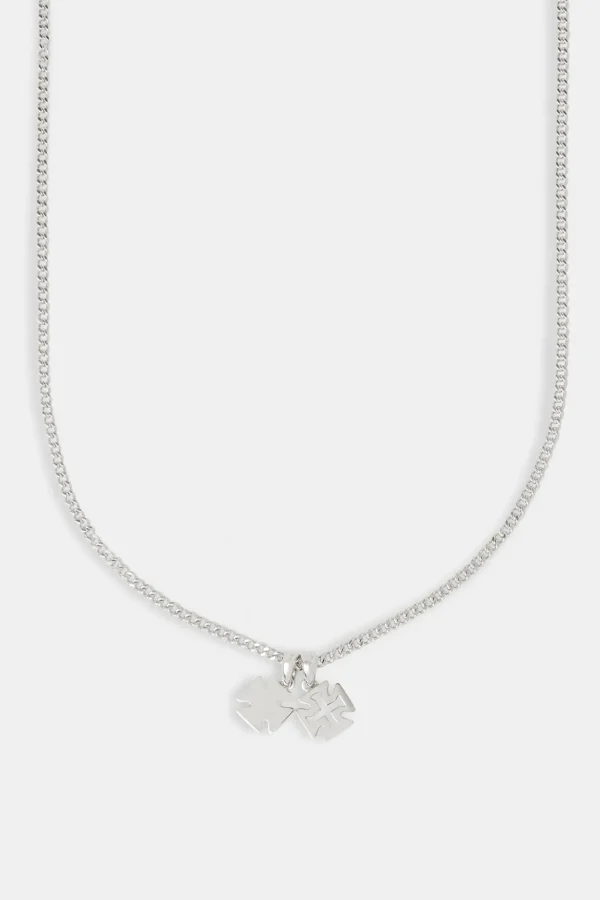 Double Polished Cross Motif Necklace - 10mm