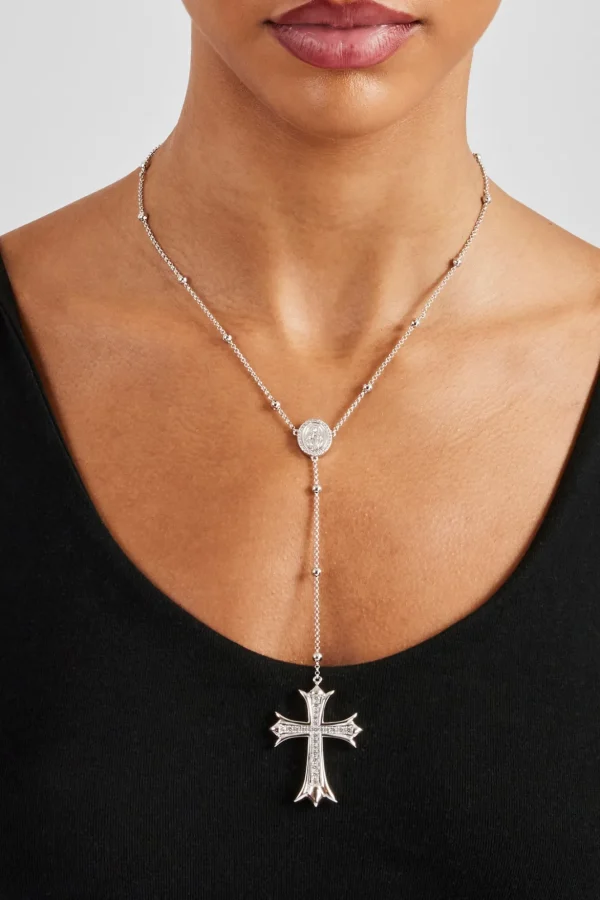 Drop Pendant Cross Necklace - 40mm