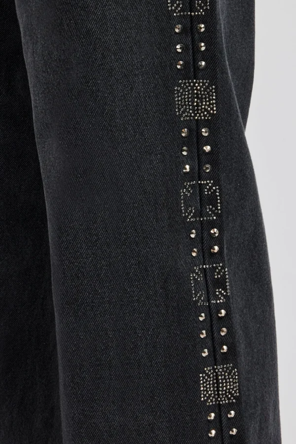 Embellished Relaxed Fit Jean - Washed Black