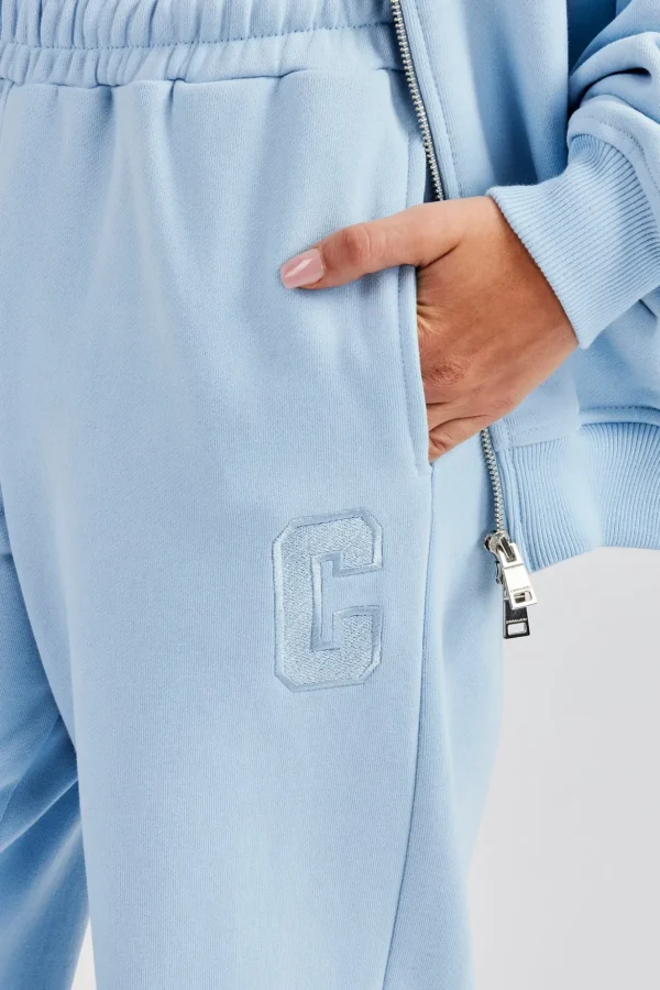 Embroidered C Jogger - Baby Blue