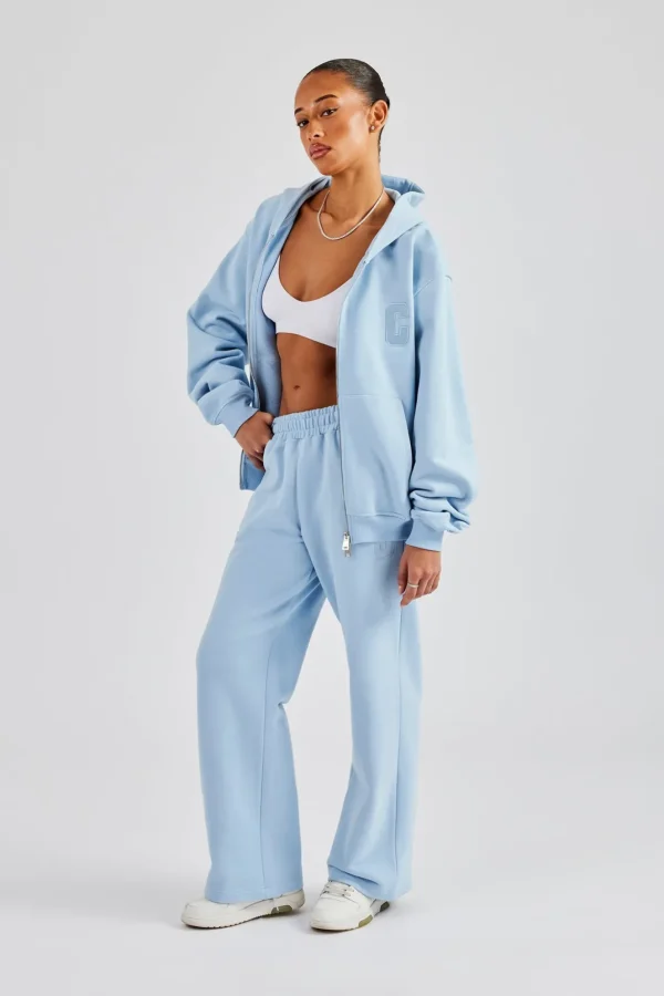 Embroidered C Zip Through Tracksuit - Baby Blue