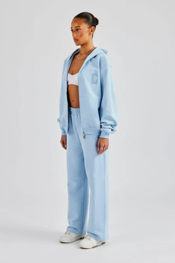 Embroidered C Zip Through Tracksuit - Baby Blue