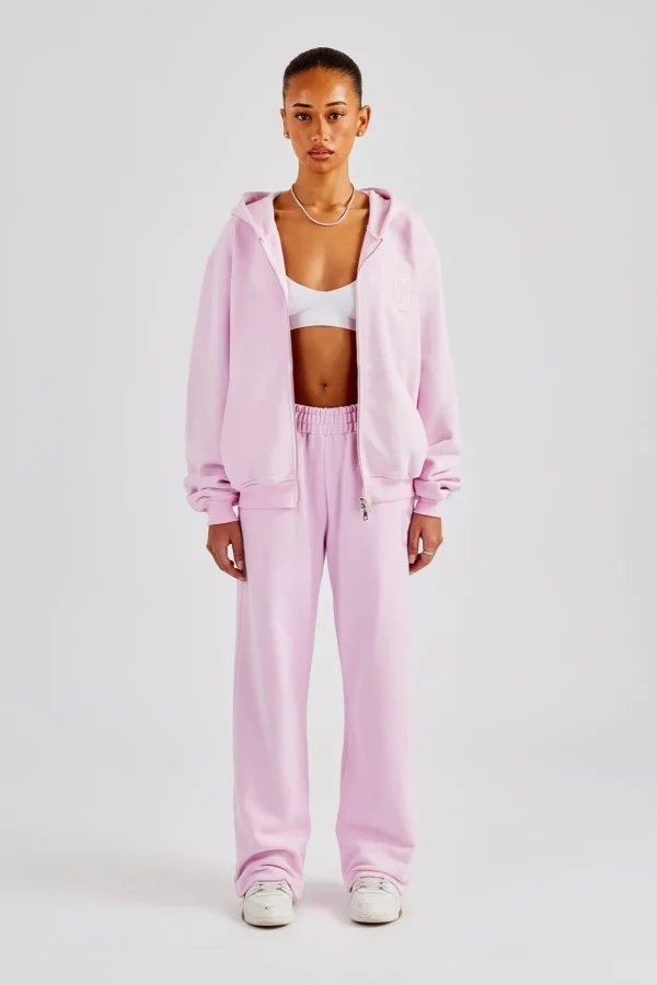 Embroidered C Zip Through Tracksuit - Pink