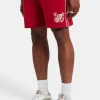 Embroidered Crest Jersey Short - Red