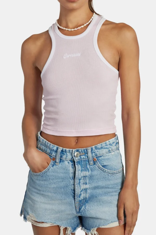 Embroidered Crop Vest - Pink