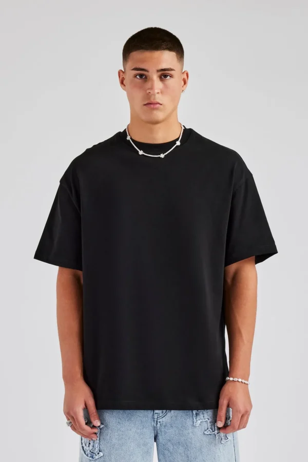 Est 17 Back Graphic Oversized T-Shirt - Black