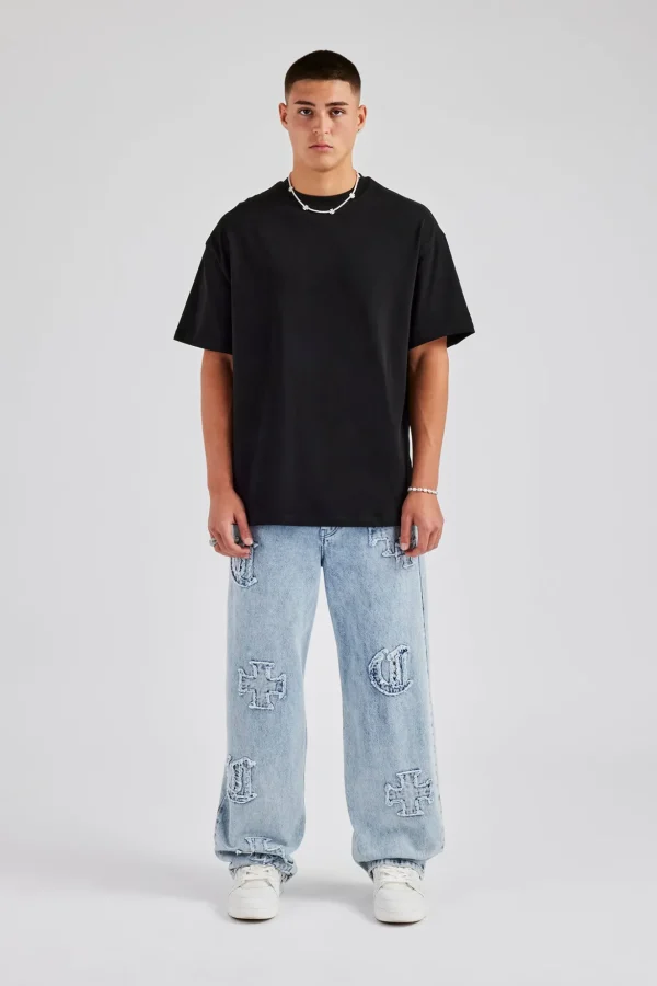 Est 17 Back Graphic Oversized T-Shirt - Black