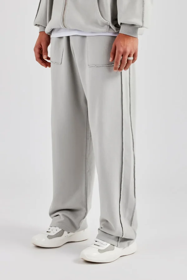 Exposed Seam Straight Leg Jogger - Ash Grey