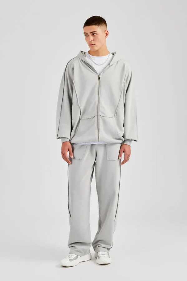 Exposed Seam Straight Leg Jogger - Ash Grey