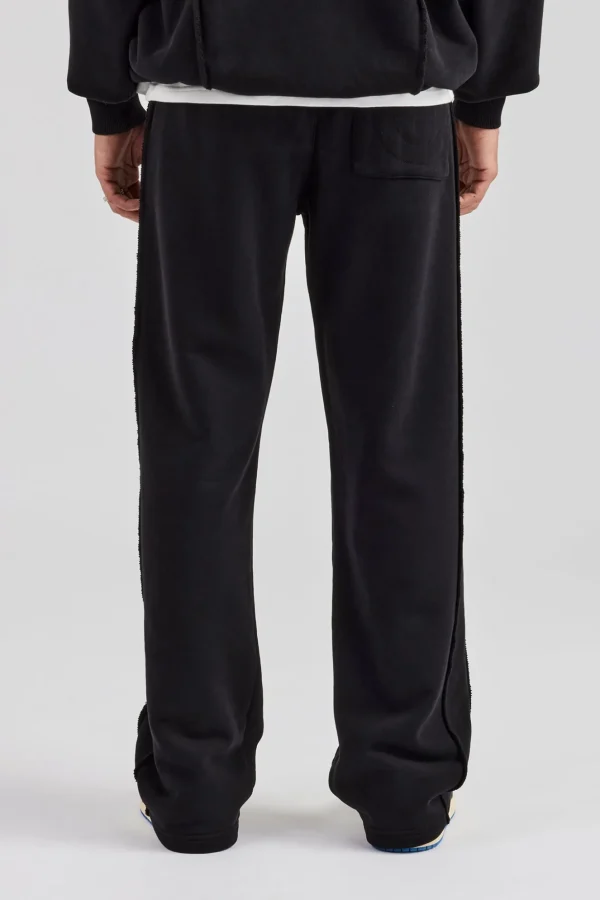 Exposed Seam Straight Leg Jogger - Black