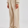 Exposed Seam Wide Leg Jogger - Stone