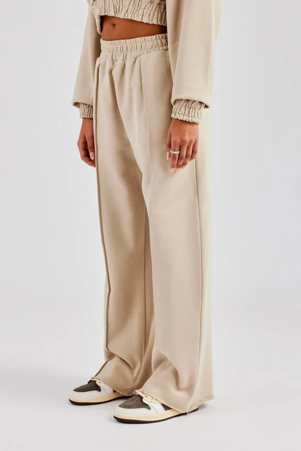 Exposed Seam Wide Leg Jogger - Stone