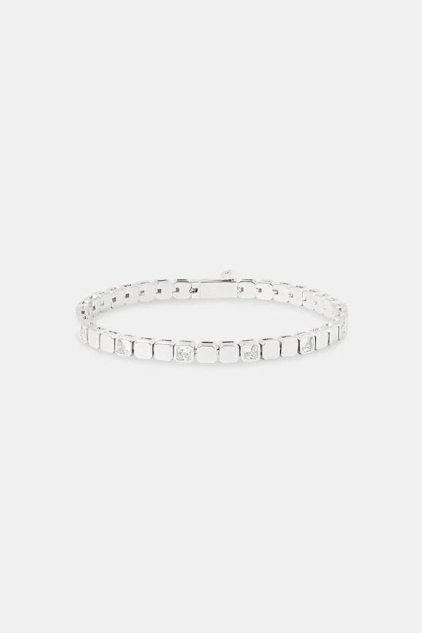 Flat Polished & Iced Square Bracelet - 5mm