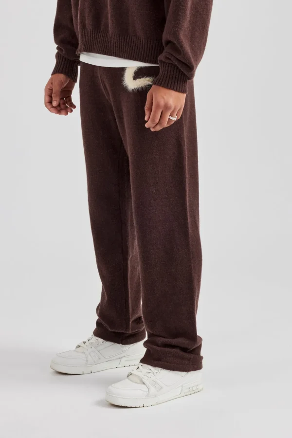 Fluffy Intarsia C Jogger - Chocolate