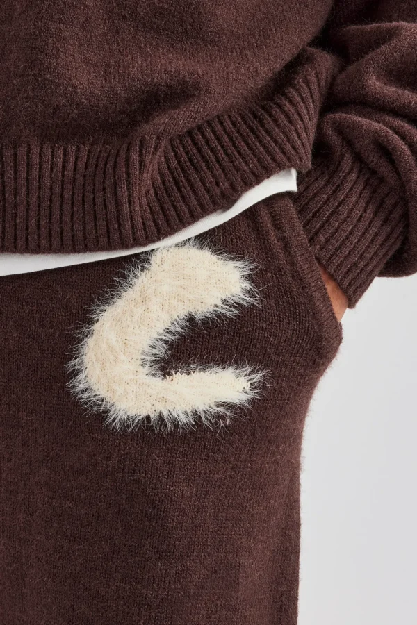 Fluffy Intarsia C Jogger - Chocolate