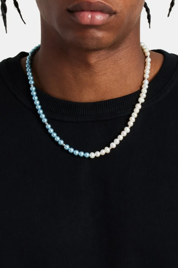 Freshwater Pearl & Blue Pearl Necklace