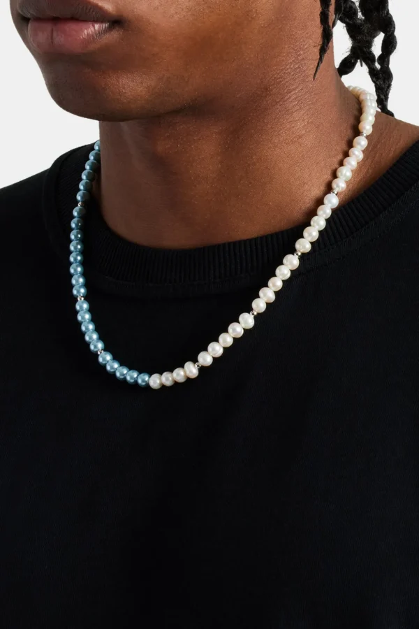 Freshwater Pearl & Blue Pearl Necklace